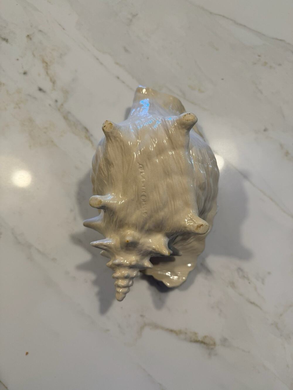 VTG Atlantic Mold Conch Shell Ceramic Planter Nesting Insert Pearlized Glaze